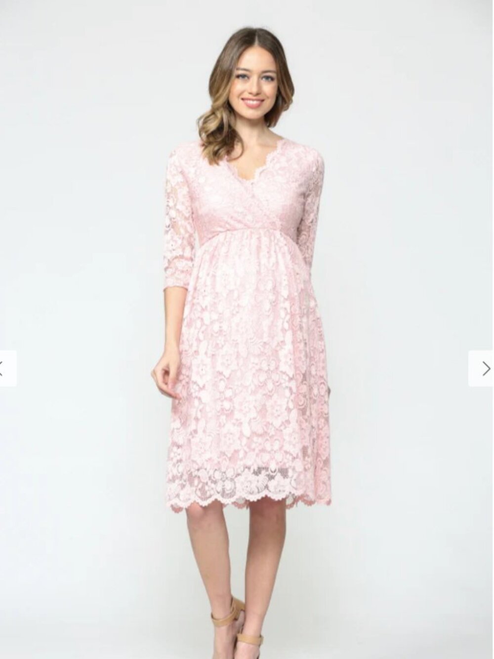 PINK BLUSH SIZE M Floral Maternity/Nursing Wrap-Front Dress Lace PINK Pre-Owned